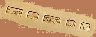 Gold identification marks are numbers,  letters, and symbols.